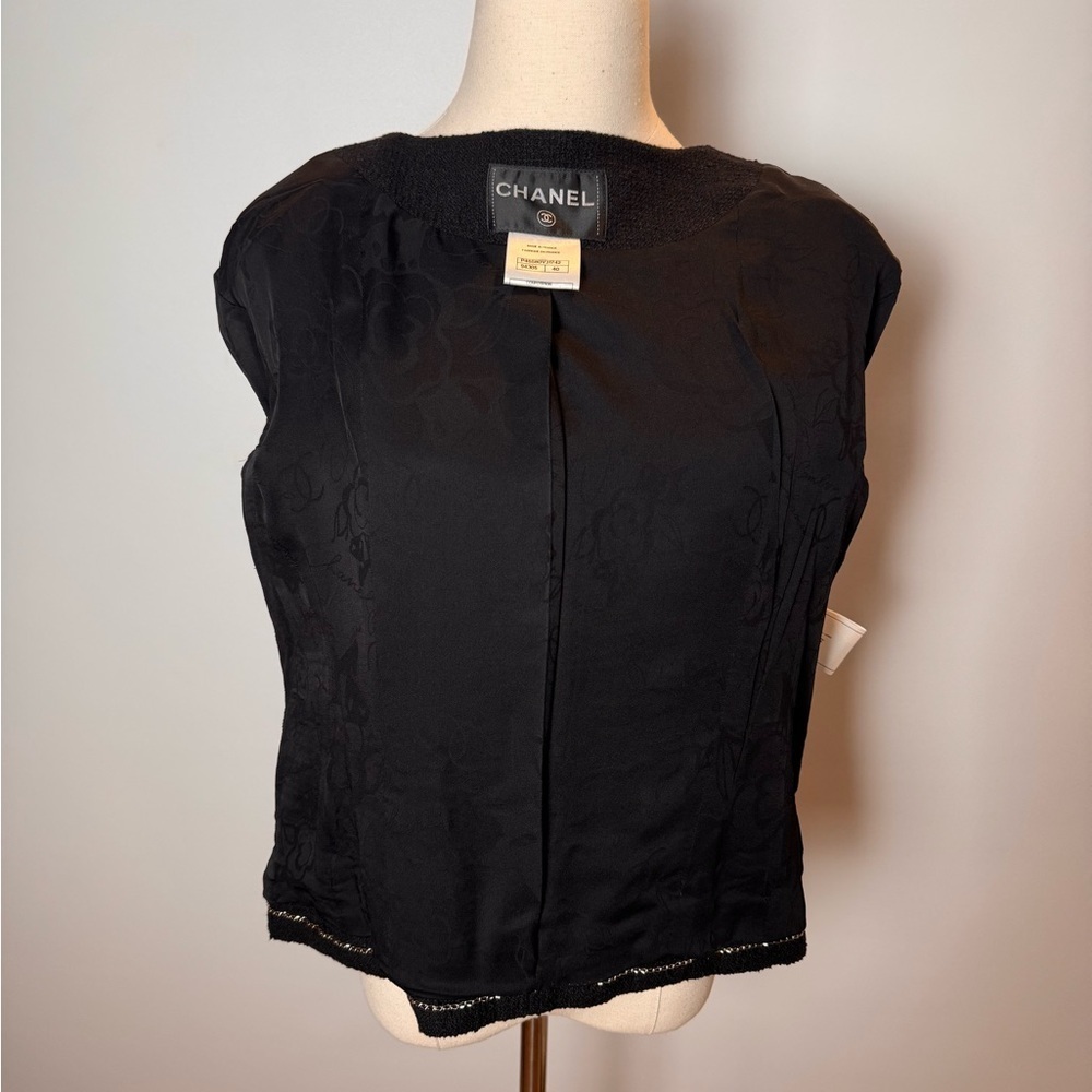 Chanel 2013 Black Cotton Tweed 3/4 Sleeve Jacket – Size 40 - Picture 13 of 15